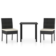 Set da Pranzo da Giardino 3 pz | Set Salotto da Giardino in Polyrattan Nero