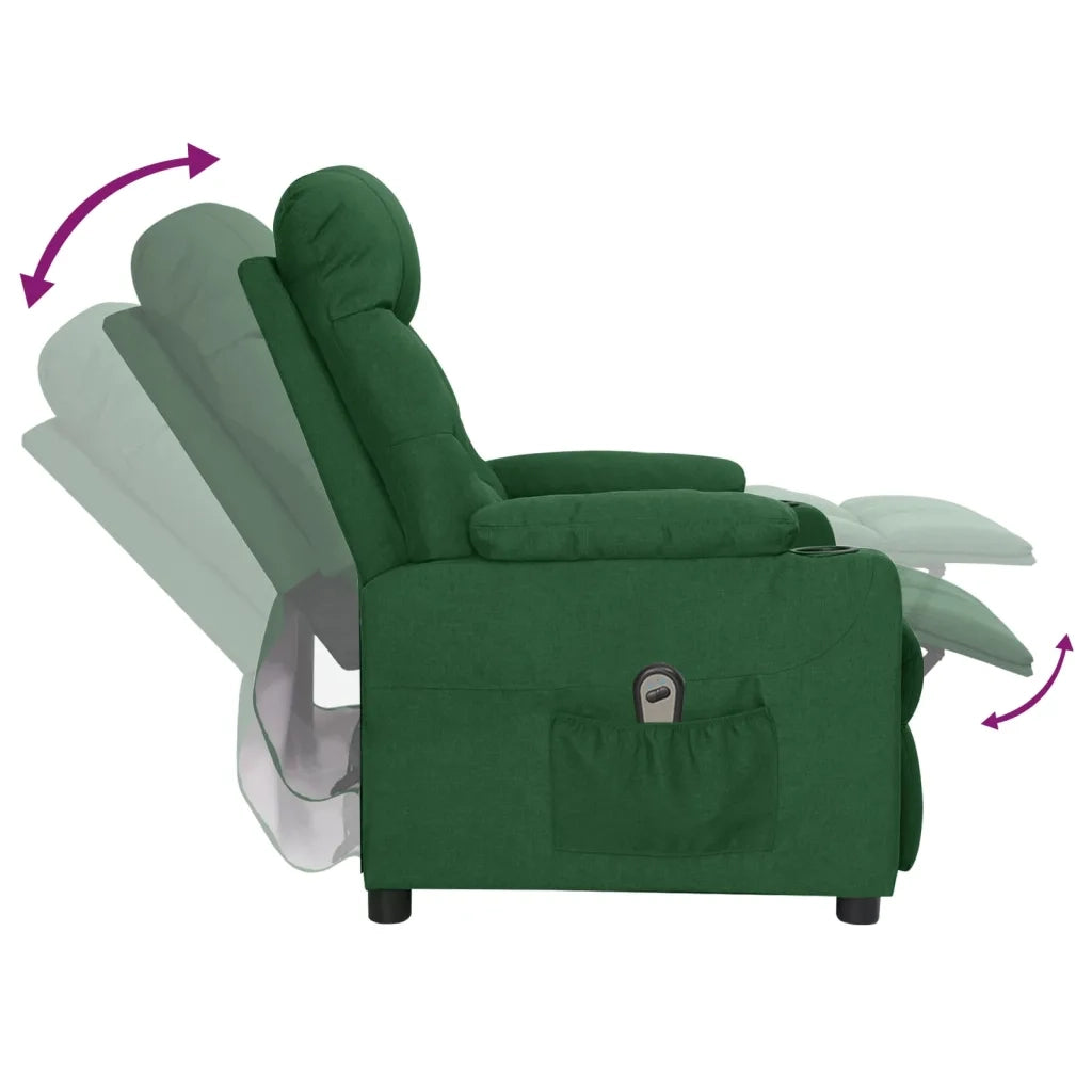 Poltrona | Sedia Relax Elettrica Reclinabile Verde Scuro in Tessuto
