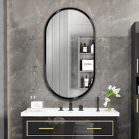 Grande specchio ovale da bagno, soggiorno, camera da letto, nero, industriale, 75x40 cm