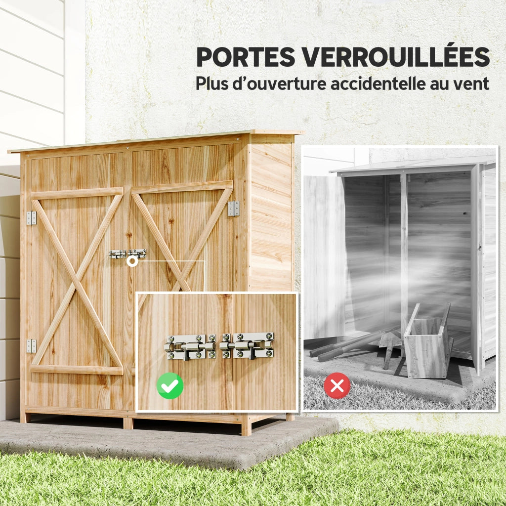Armadio da giardino in legno con tavolo ¨C Xylo ¨C effetto legno naturale 140x75x157 cm