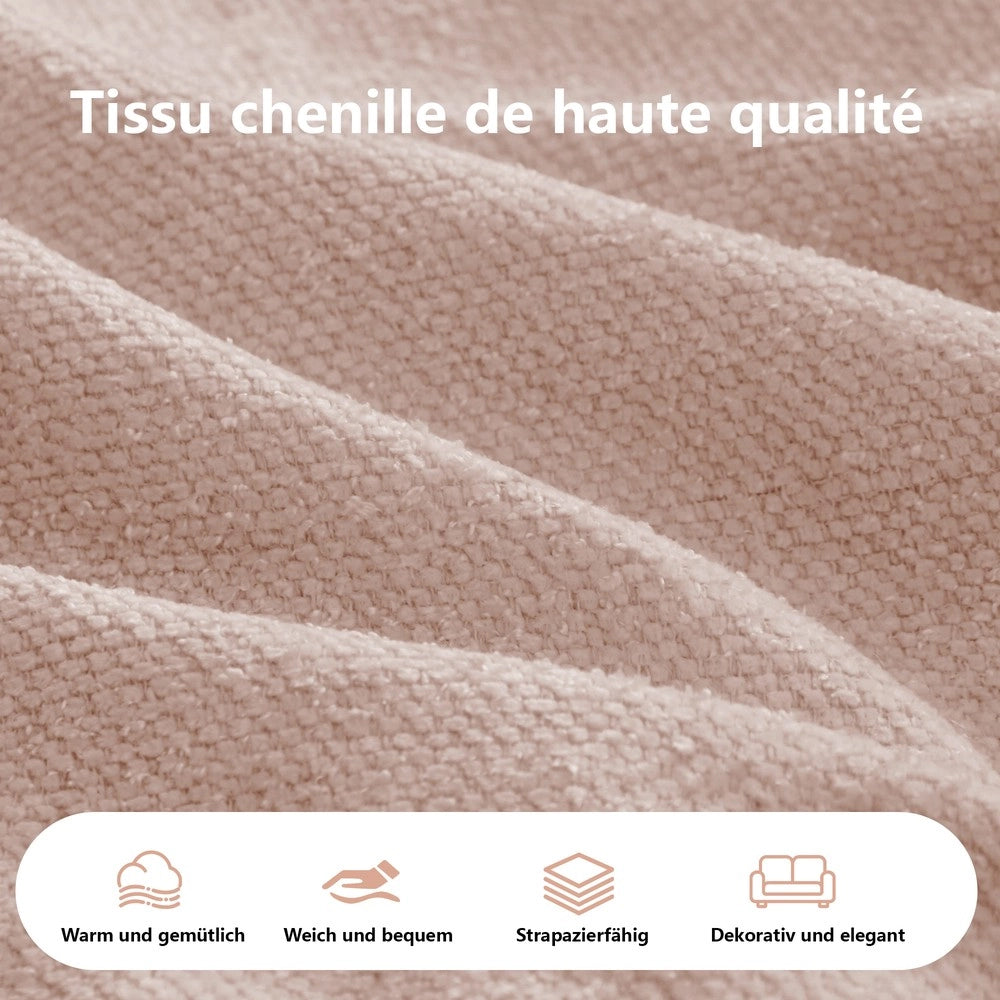 Divano Angolare Chaise Longue con Cuscini ¨C Xylo ¨C Chenille Rosa, Modulare