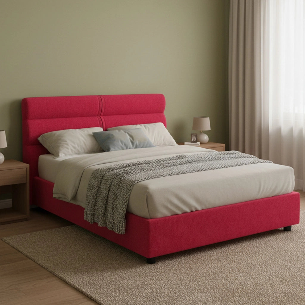 Letto Matrimoniale Brienno, Letto Matrimoniale Sfoderabile Made in Italy, Rosso