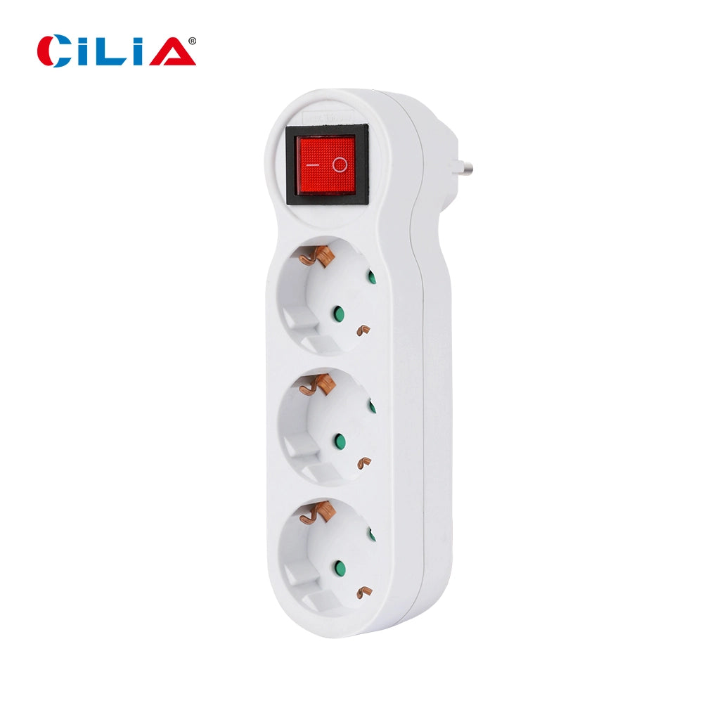 Ciabatta Multipresa con Interruttore ¨C Minimal ¨C 3 Prese Schuko, Protezione Bambini, Bianco