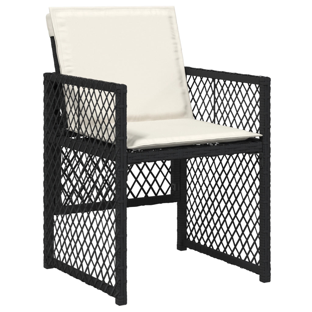 Set pranzo giardino 5 pezzi con cuscini in polirattan nero