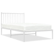 Letto singolo | Letto per adulti | Giroletto con Testiera Metallo Bianco 100x190 cm