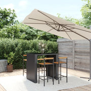 Set Bar Giardino 5 pz Nero Polyrattan e Legno Massello Acacia 3187700