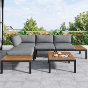 Set Lounge da Giardino 5 Pezzi con Divani, Tavolino e Tavolo in Acacia ¨C Xylo ¨C Grigio