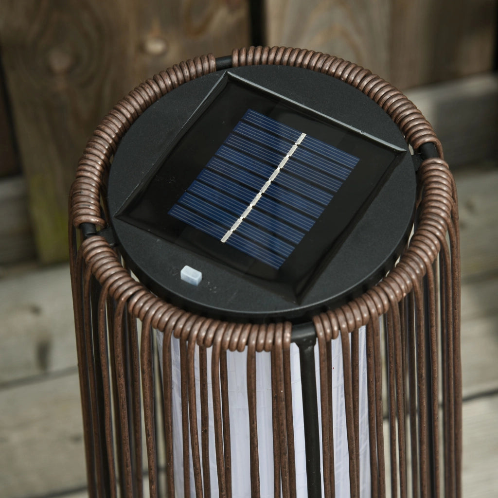 Lampada da Esterno in Rattan Solare LED ¨C zephmum ¨C Marrone ?21,5x61 cm