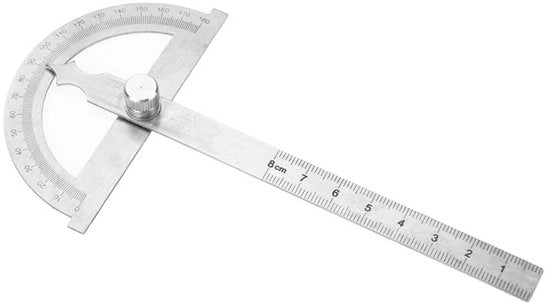 Liniaal e Angolo 2-in-1 in Acciaio Inossidabile 15 cm - Misuratore di Angoli 0-180° - Meccanismo di Blocco - Marcature Leggibili