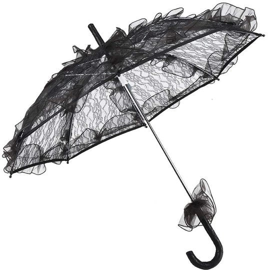 Paraplu gotico - Design elegante - Nero - Paraplu per donne - Ideale per feste e fotografie - Accessorio stile