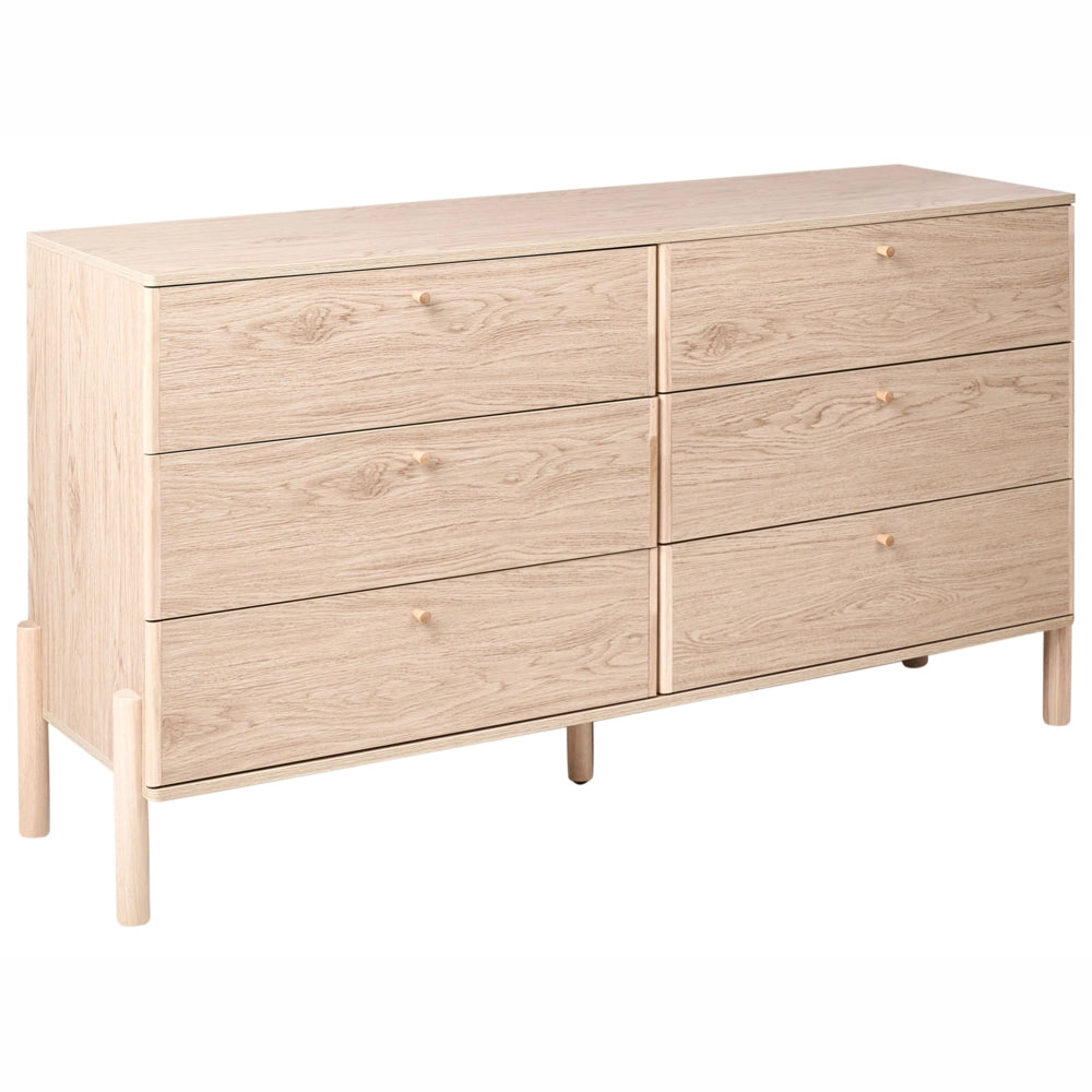 Cassettiera a 6 cassetti in legno massello con gambe in legno massello marrone chiaro stile scandinavo moderno credenza per soggiorno