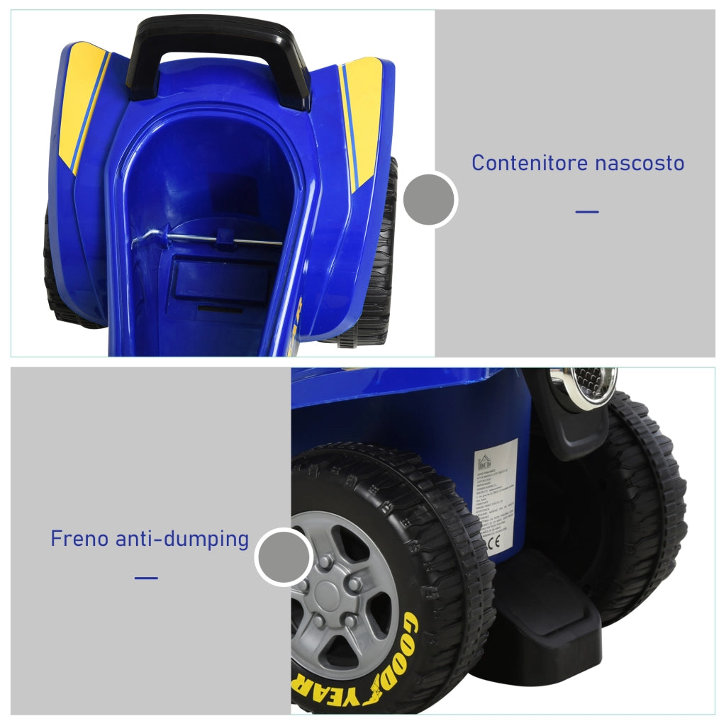 EasyComfort Quad Giocattolo per Bambini 18-36 Mesi con Licenza GOODYEAR con Luci e Suoni Realistici, Blu e Giallo, 60x31x42cm