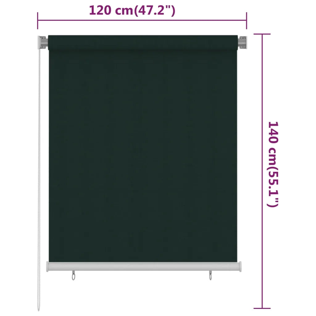 Tenda a Rullo per Esterni 125(L)x140(A) cm Verde scuro HDPE 312812