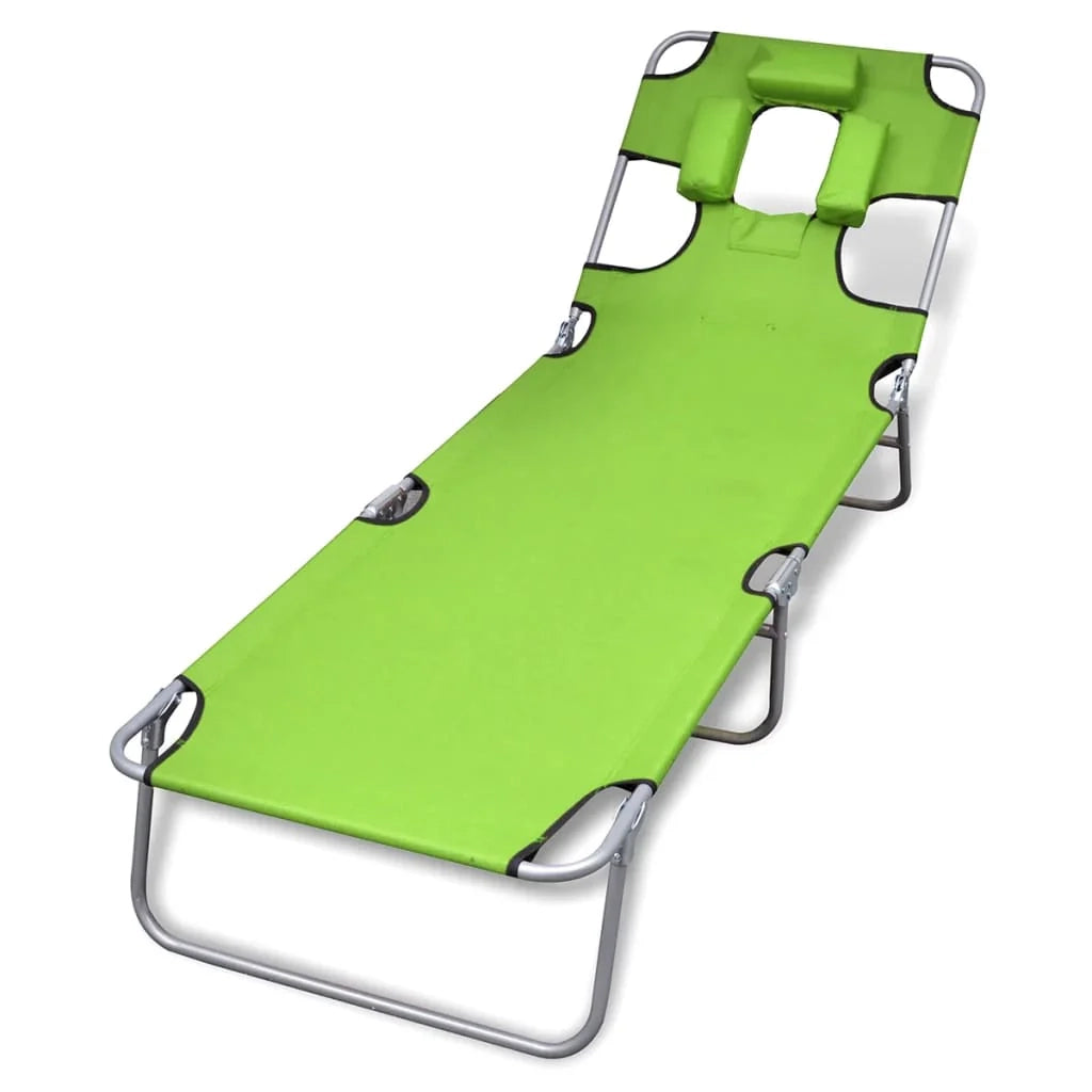 Lettino prendisole sedia a sdraio lettino prendisole letto da giardino mobili da esterno per patio con poggiatesta acciaio verniciato a polvere verde 02_0012443