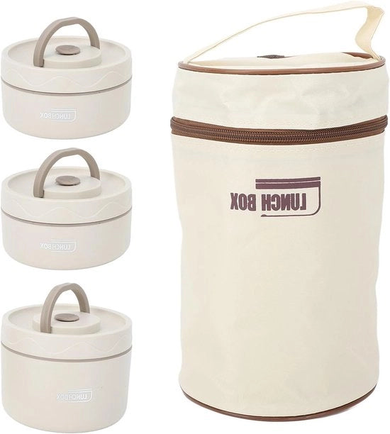 Lunchbox Isolata in Acciaio Inossidabile 304 - Termos Isolante a Sfera con Chiusura Sigillata - Borsa da Pranzo Portatile (Set da 3)