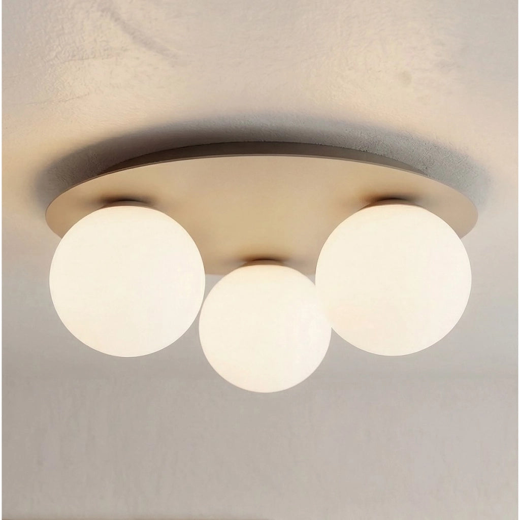 Lampada da soffitto SOLAR in acciaio mokka e vetro opale