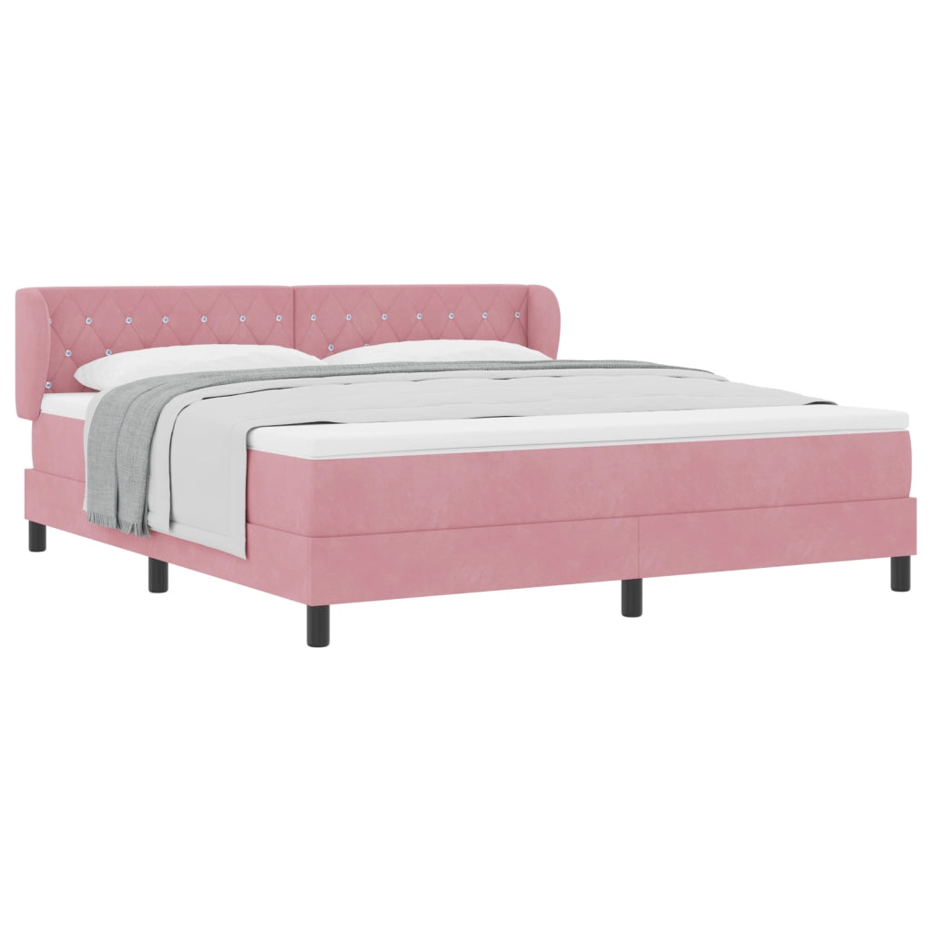 Letto a Molle a Tasca con Materasso Rosa 180x200 cm Velluto