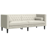 Divano | Divano da soggiorno | Sofa Chesterfield con Rinforzi 3 Posti Crema in Velluto