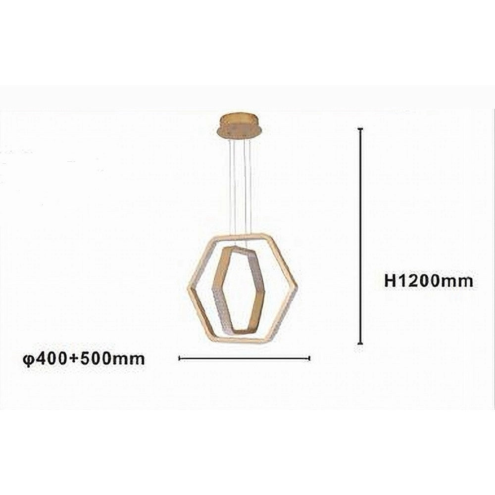 Trade Shop - Lampadario A Sospensione Led 48 W Esagonale Effetto Cristallo Moderno Oro 31852 -