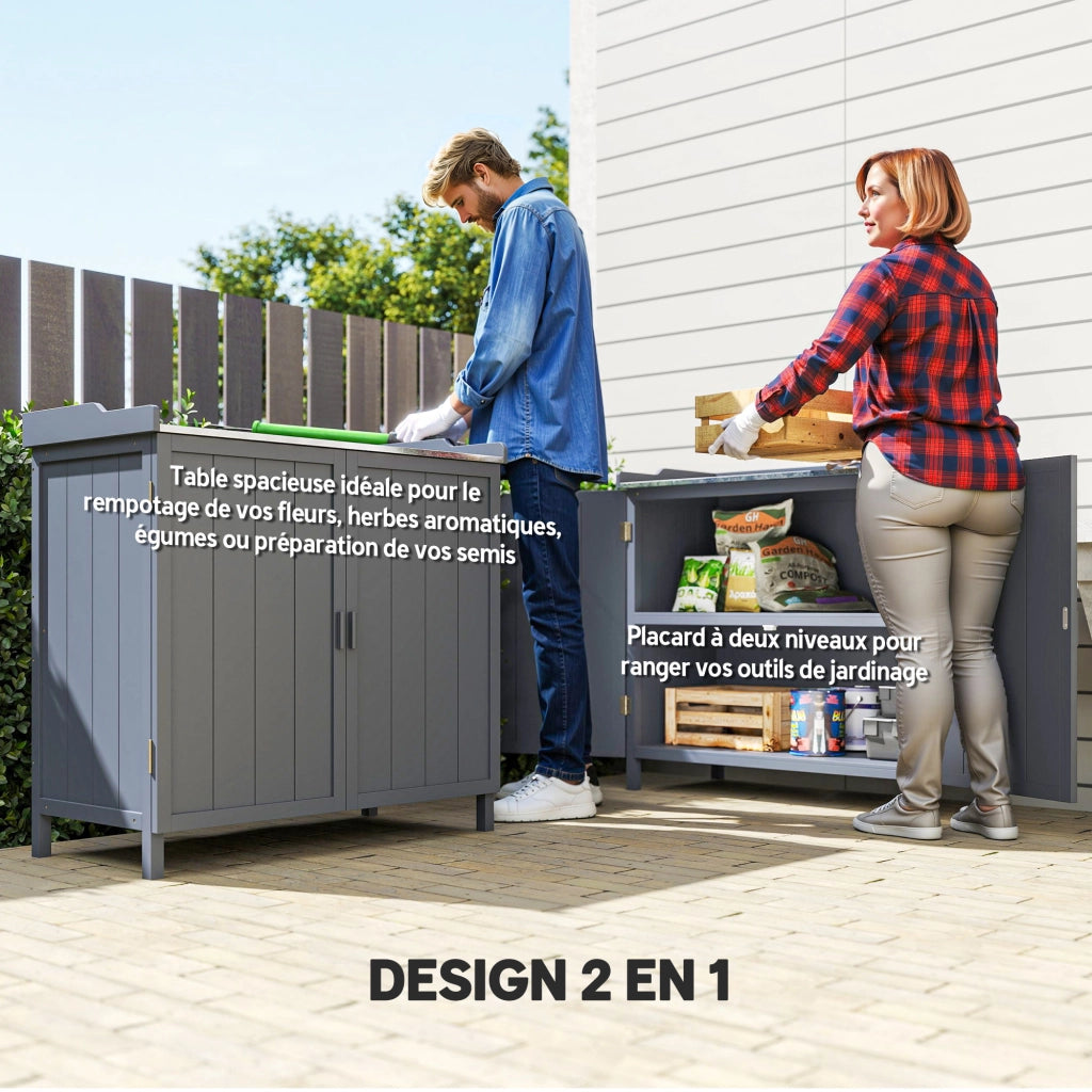 Armadio da giardino 2 in 1 ¨C zephmum ¨C grigio metallo