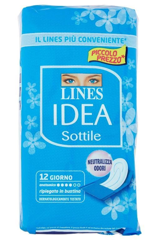 LINES IDEA SOTTILE ASSORBENTE ANATOMICO GIORNO 12 PZ