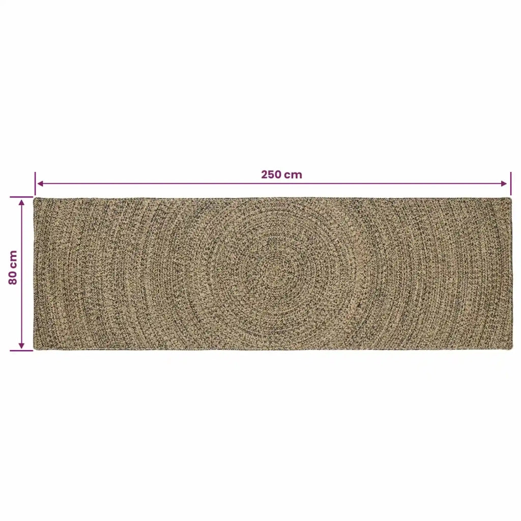 Tappeto Naturale e Nero 80 x 250 cm Juta 42010620