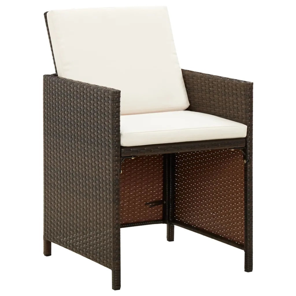 Set da Pranzo da Giardino 5pz con Cuscini in Polyrattan Marrone 3095512