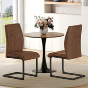 Sedia da pranzo in tessuto tecnico marrone con schienale ergonomico e struttura in metallo nero