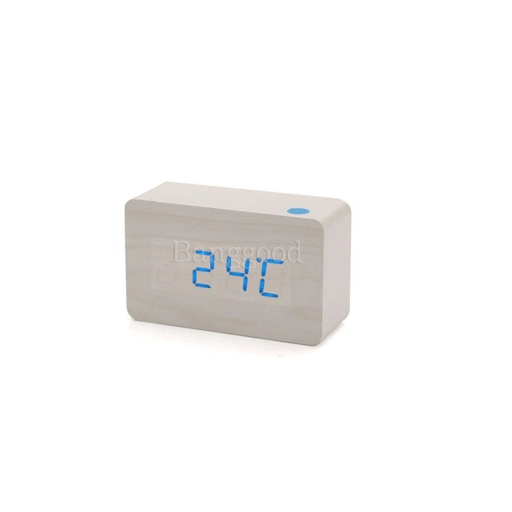 Trade Shop - Sveglia Orologio Wooden Light Led Digital Alarm Clock Calendario Termometro -