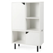 Libreria impilabile con ripiano regolabile e cubi, Libreria da pavimento espositiva con gambe metalliche Bianco-Librerie