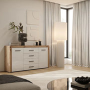 Madia Lemaseti, Credenza 4 Cassetti, 155x42x88h cm Marrone Rovere