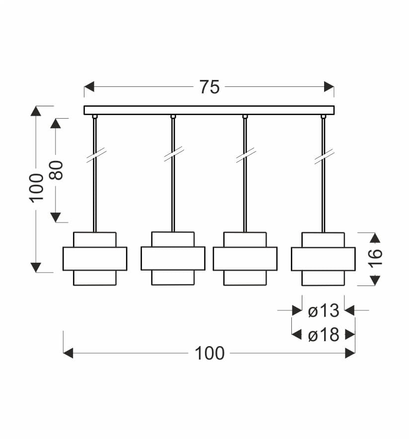 Lampadario Candellux Spiega 4xE27 nero ottone vetro fumé