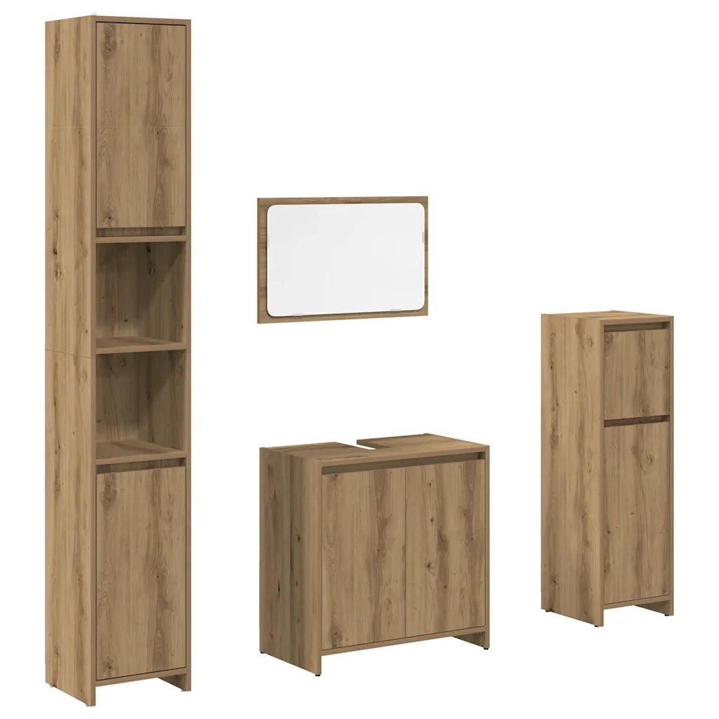 Set Mobili da Bagno 4 pz Rovere Artigianale Legno Multistrato 3328556
