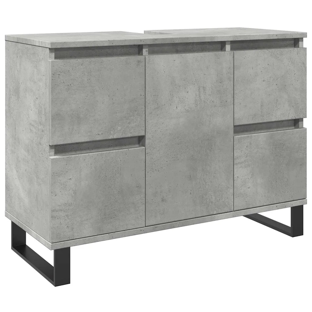 Armadietto da Bagno Grigio Cemento 80x33x60cm Legno Multistrato 857237
