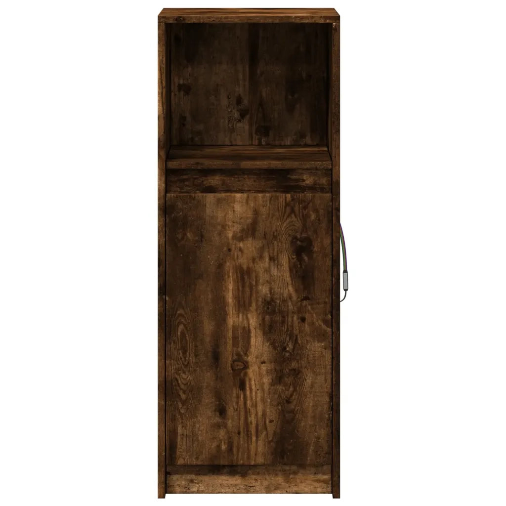 Credenza con LED Rovere Fumo 38x34x100 cm in Legno Multistrato