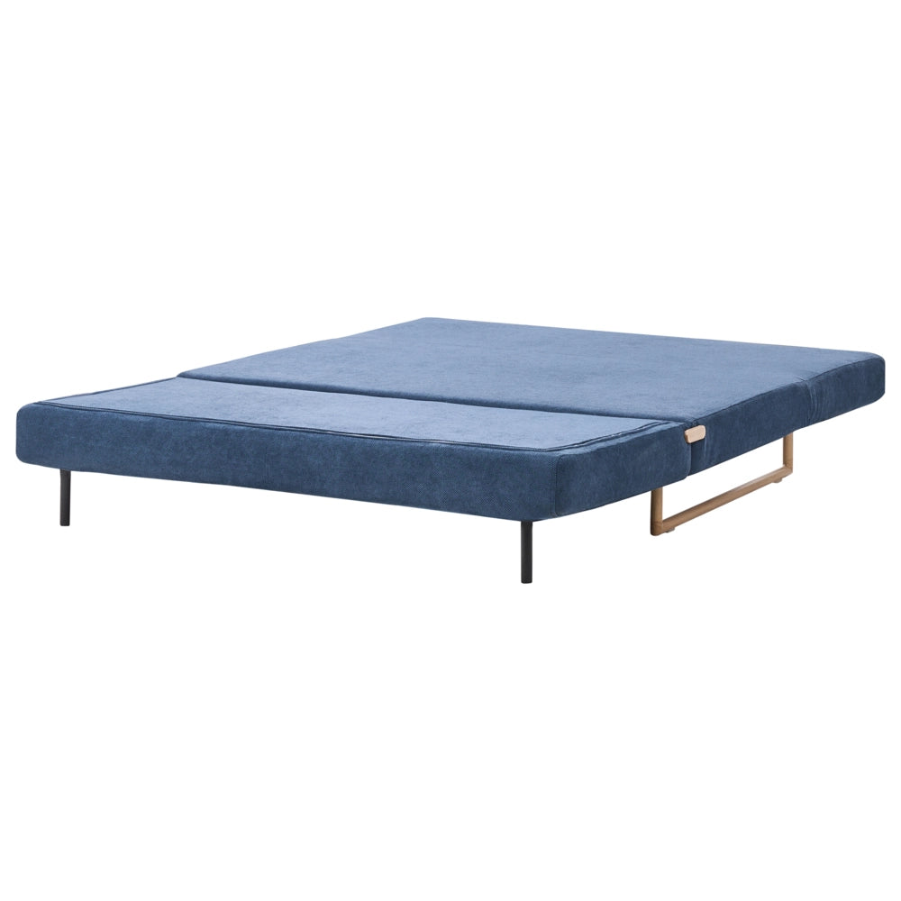 Divano letto a 3 posti Tessuto blu per divano 3 persone Funzione letto pieghevole