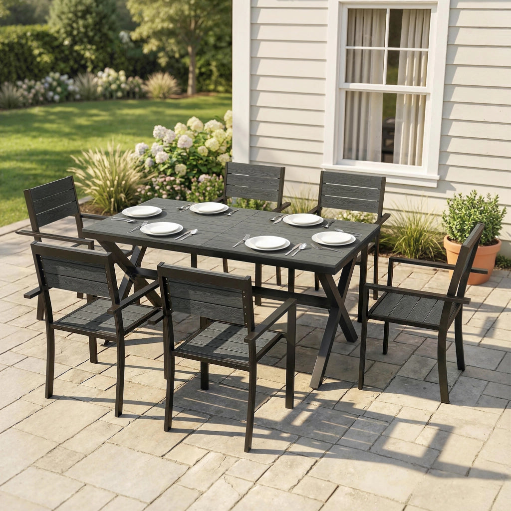 Tavolo da pranzo esterno allungabile 6 persone ¨C zephmum ¨C grigio effetto legno