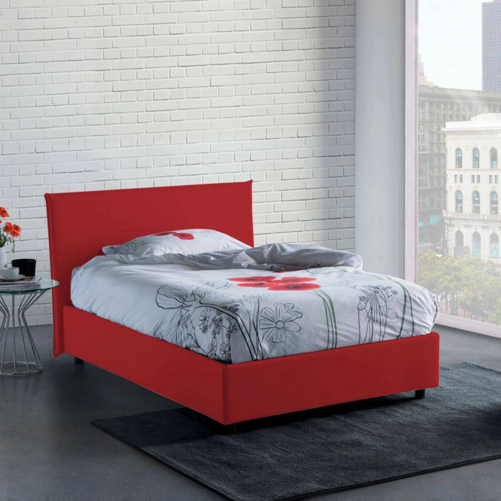 Anissa, Letto Piazza e Mezza Sfoderabile Made in Italy, Rosso