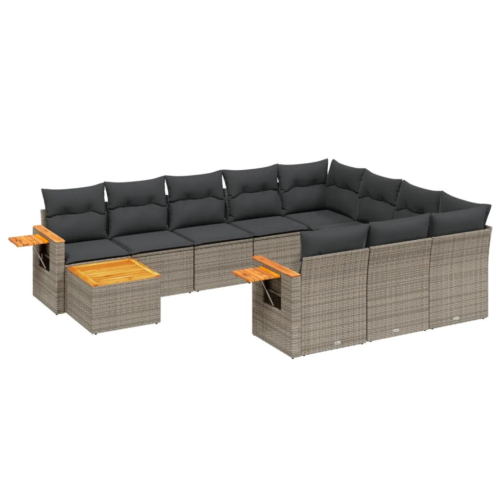Set Divani da Giardino 11 pz con Cuscini in Polyrattan Grigiocod mxl 114759