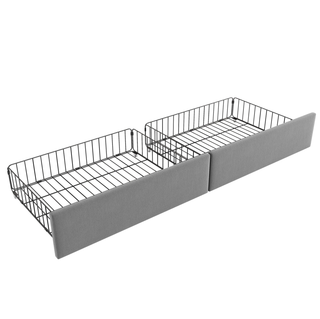 Letto singolo imbottito con 2 cassetti; 90x190 cm; in velluto grigio