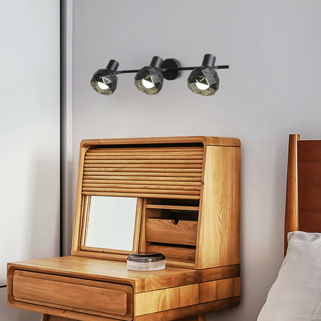Faretto da parete Reus 3xE14 nero in metallo Light Prestige