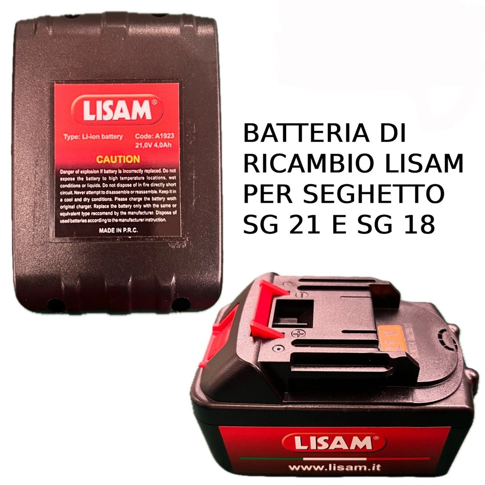 BATTERIA RICAMBIO 21V 4Ah PER SEGHETTO POTATORE ELETTRICO SG21 E SG18 LISAM A1923