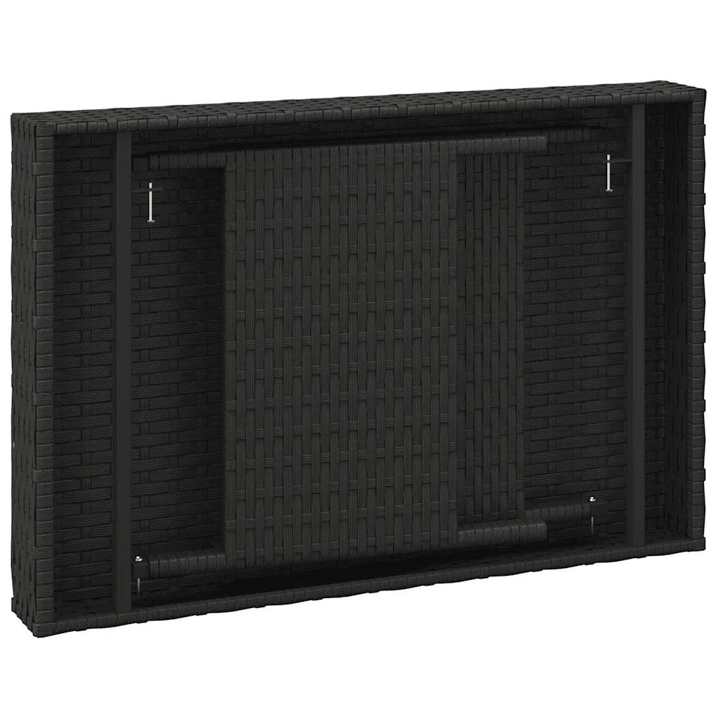 Tavolino | Tavolo laterale Pieghevole Nero 60x40x38 cm in Polyrattan