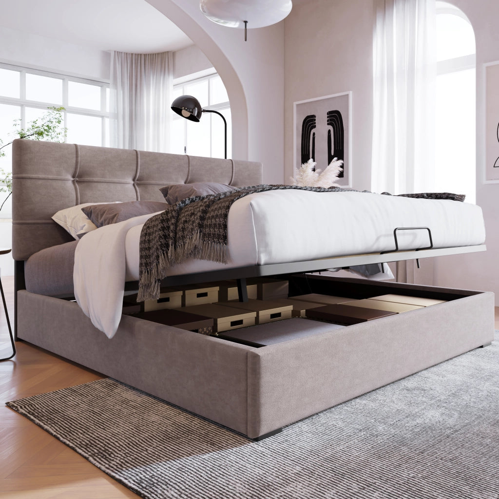 letto imbottito velluto grigio chiaro 140 x 200 cm