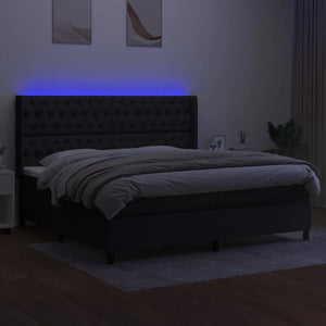 Letto a Molle Materasso e LED Nero 200x200cm in Tessuto cod mxl 60316