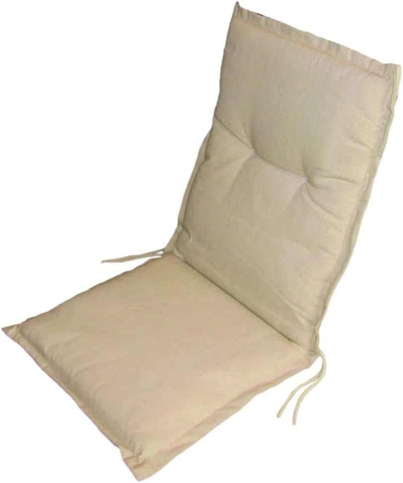 VERDELOOK | Cuscino Per Schienale Basso Con Volant, 90x48x5 cm, Ecru, Cuscino per Sedie e Poltrone