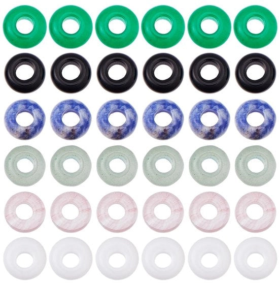Accessori per orecchini in pietre dure naturali 10 mm - 6 stili - 36 pezzi - Spacer per orecchini - per progetti di DIY orecchini