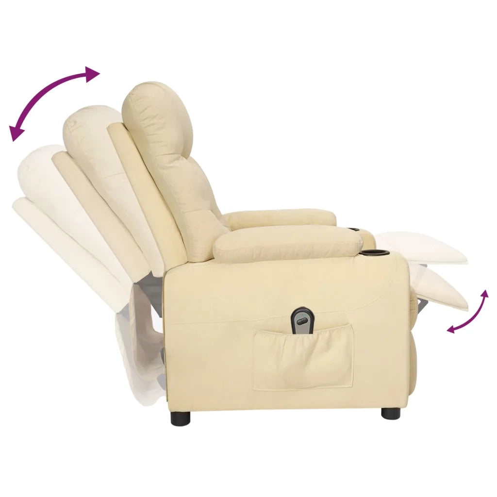 Poltrona Elettrica Reclinabile Crema in Tessuto 3098824