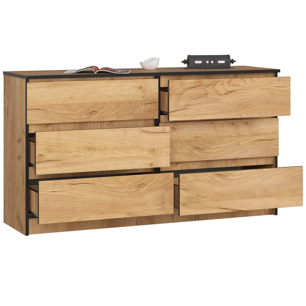 Cassettiera AKORD K140 Quercia Craft 138 cm 6 cassetti 138x40x77 cm