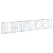 Gabbione recinto a gabbia muro di contenimento con coperchio 600 x 50 x 100 cm ferro zincato argento 02_0040183